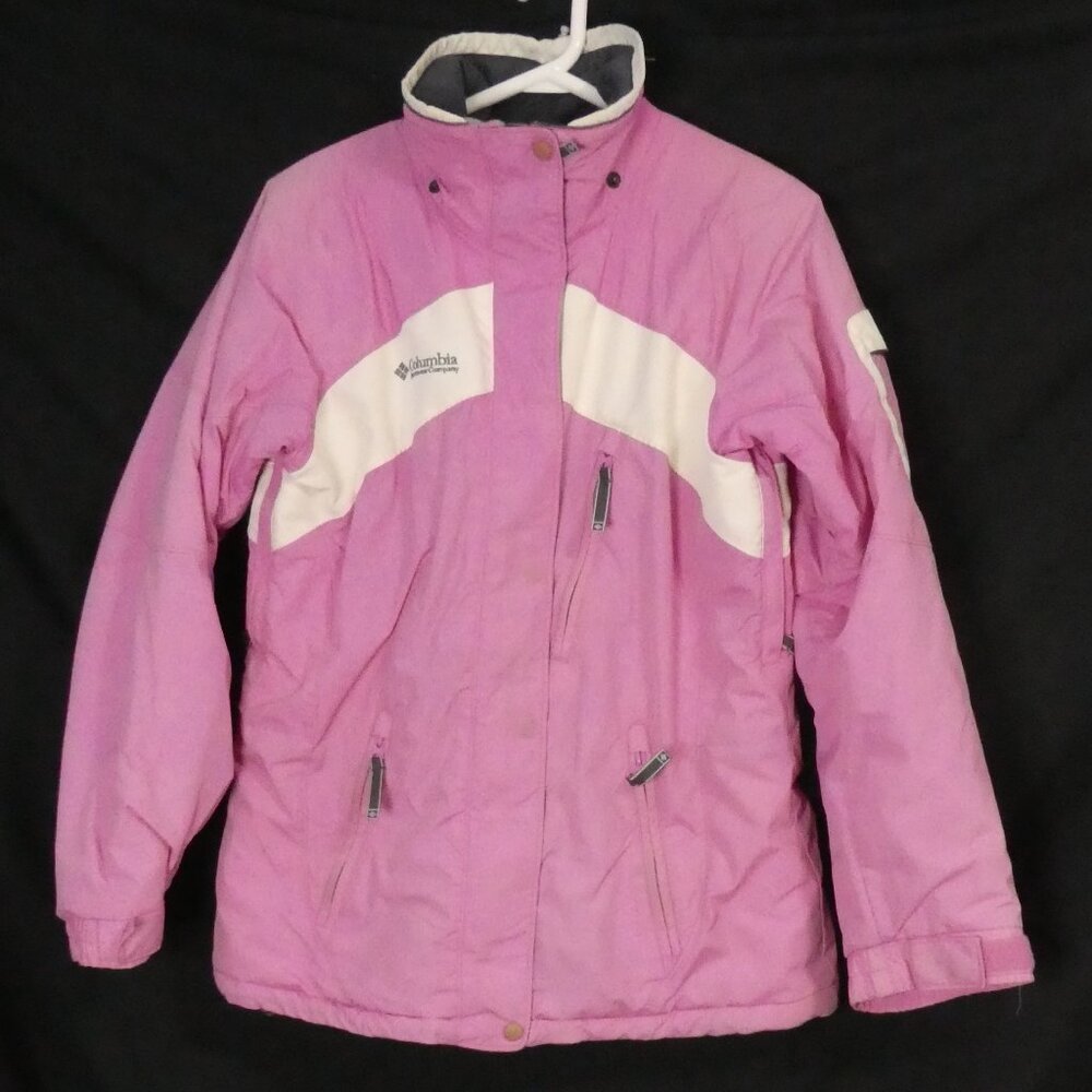 COLUMBIA SPORTSWEAR | women's medium | Vibrant Pink Winter Jacket | White Detail